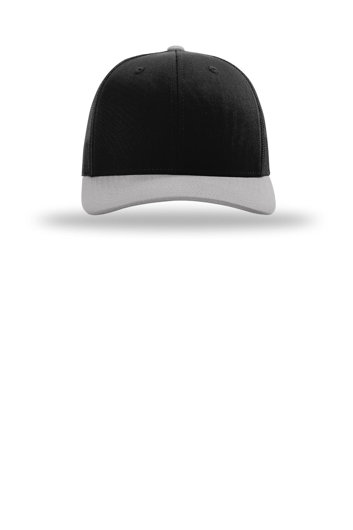 Front View of Bk/Bk/LtGy Richardson Trucker Cap 112