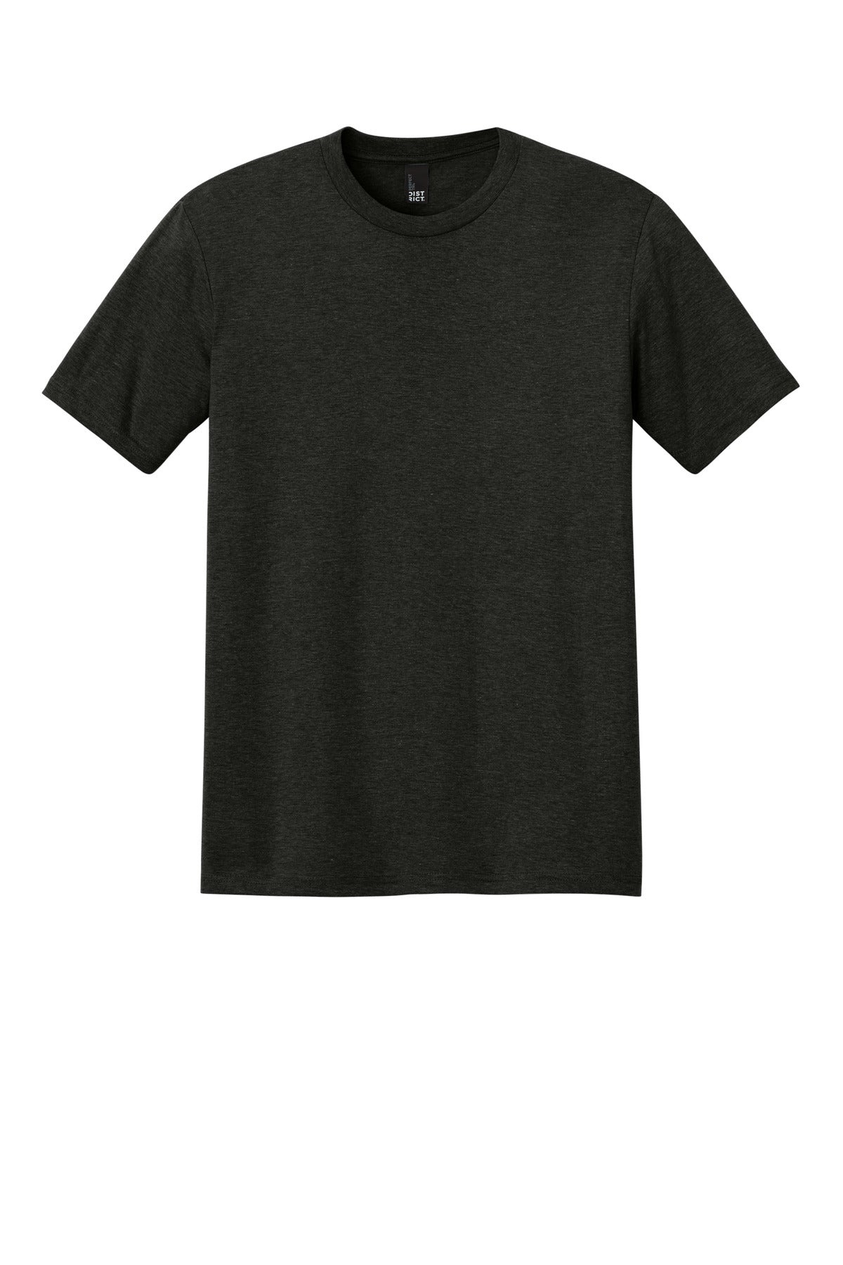 Front View of Black Frost District Perfect Tri Tee. DM130
