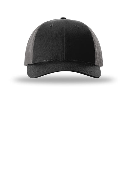 Front View of Blk/Char Richardson Low Pro Trucker 115