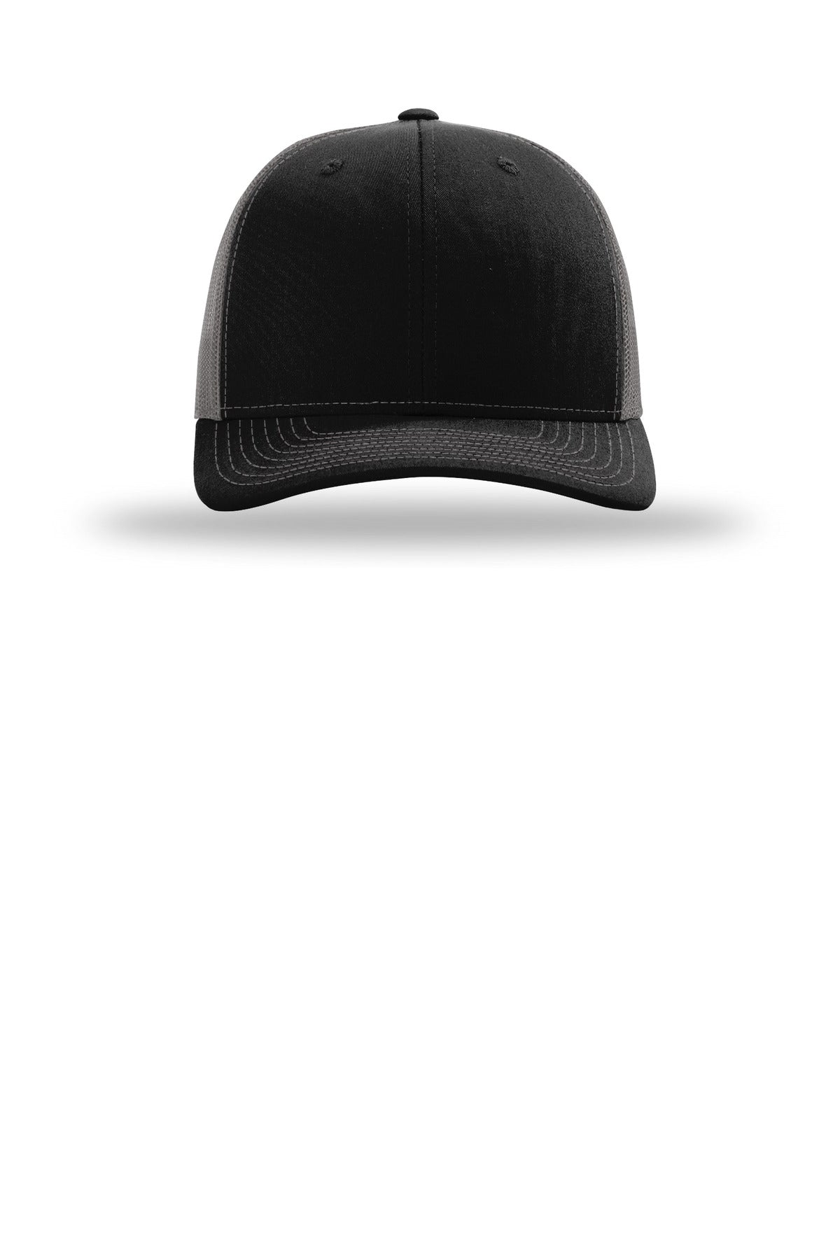 Front View of Blk/Char Richardson Trucker Cap 112