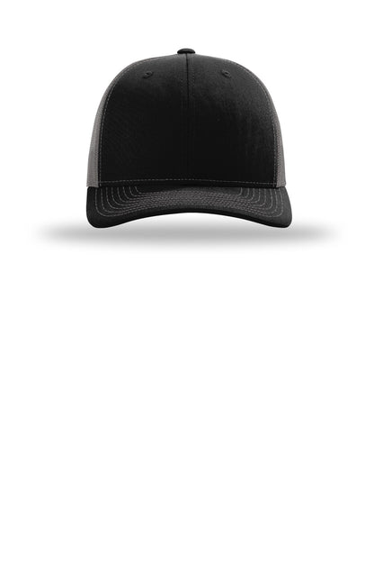 Front View of Blk/Char Richardson Trucker Cap 112