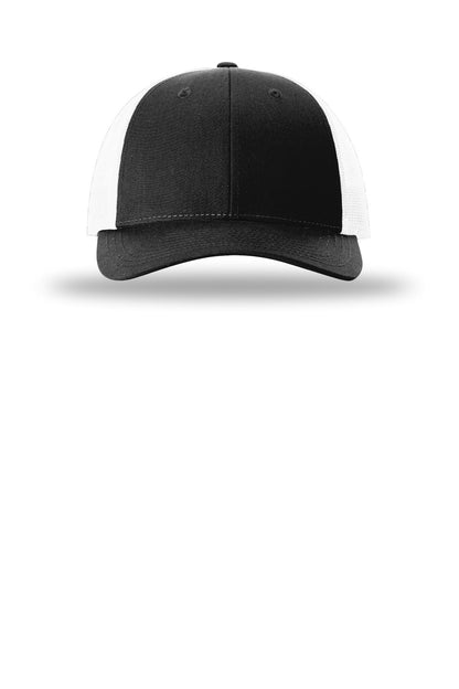 Front View of Blk/White Richardson Low Pro Trucker 115