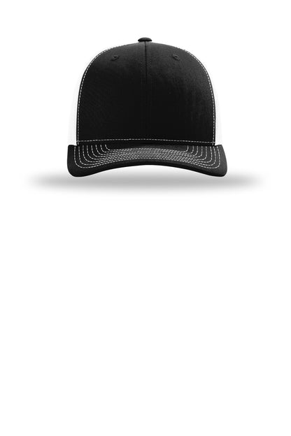 Front View of Blk/White Richardson Trucker Cap 112