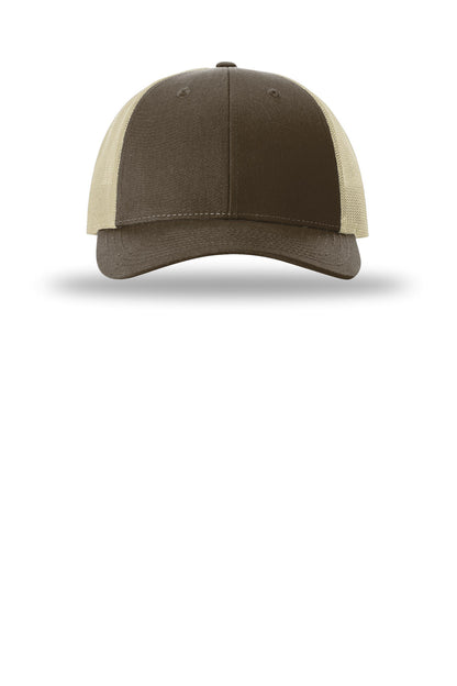 Front View of Brwn/Khaki Richardson Low Pro Trucker 115