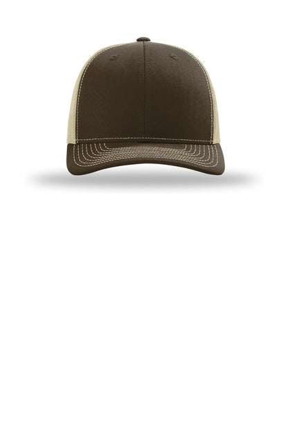 Front View of Brwn/Khaki Richardson Trucker Cap 112