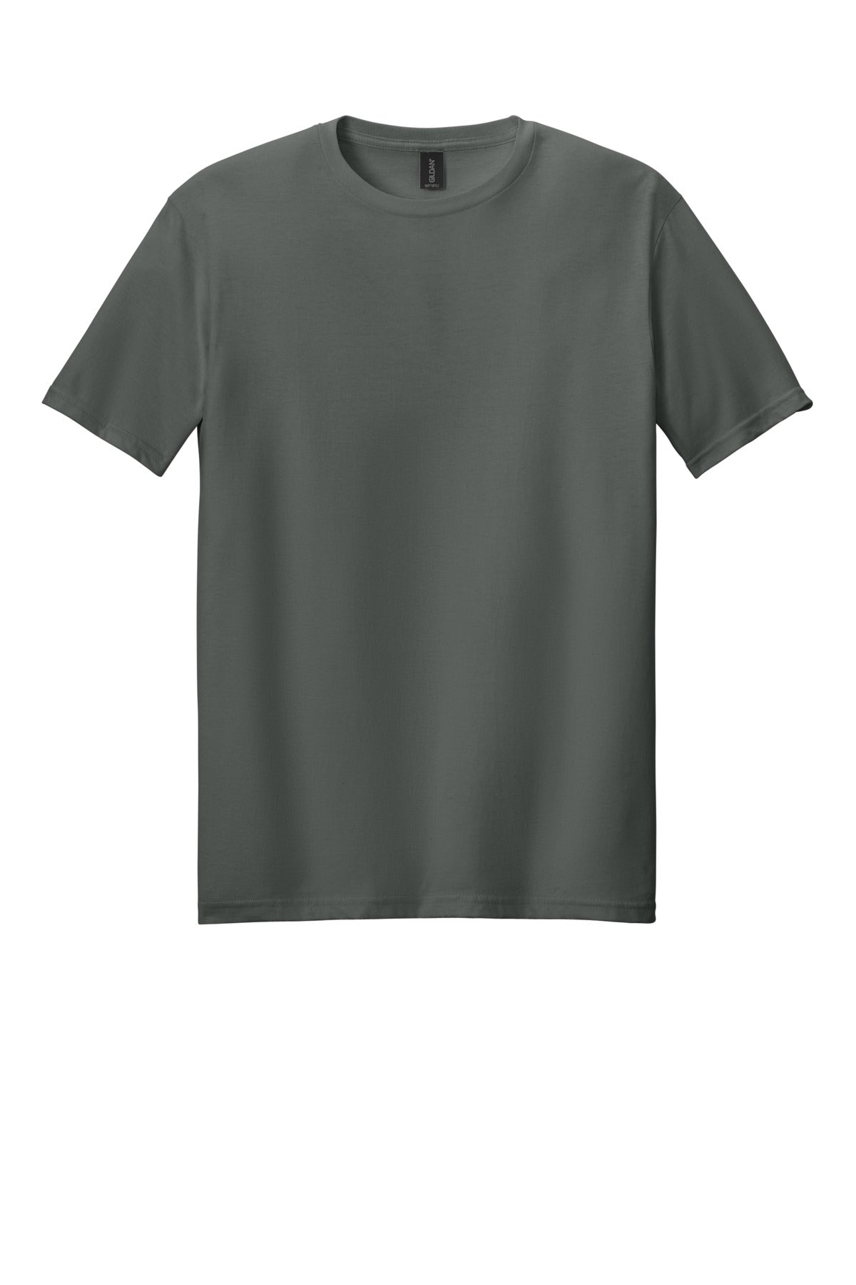 Front View of Charcoal Gildan Softstyle T-Shirt. 64000
