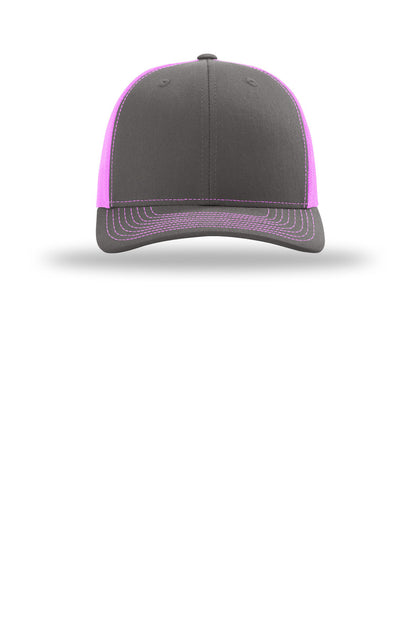 Front View of Chr/NePink Richardson Trucker Cap 112