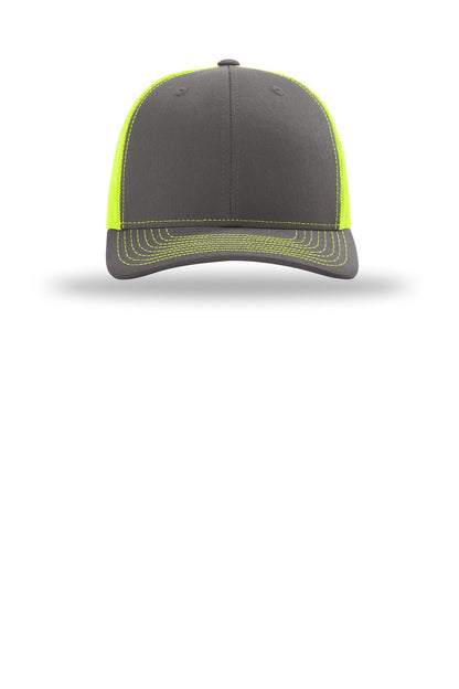 Front View of Chr/NeYllw Richardson Trucker Cap 112
