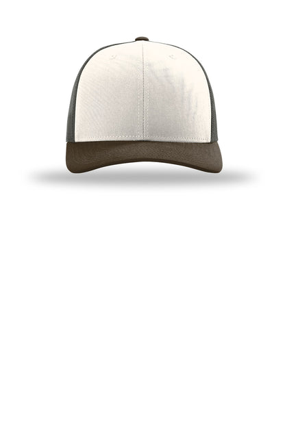 Front View of Cr/GyBr/Br Richardson Trucker Cap 112