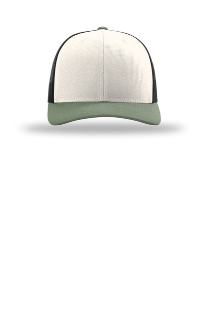 Front View of Crm/Bk/Ldn Richardson Trucker Cap 112