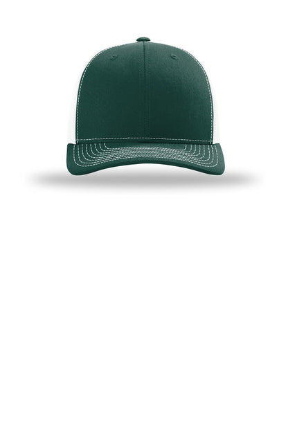 Front View of DkGreen/Wh Richardson Trucker Cap 112