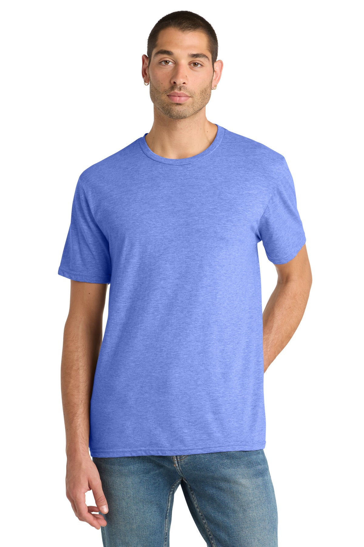 Front View of ElecPrplHt District Perfect Blend CVC Tee. DM108