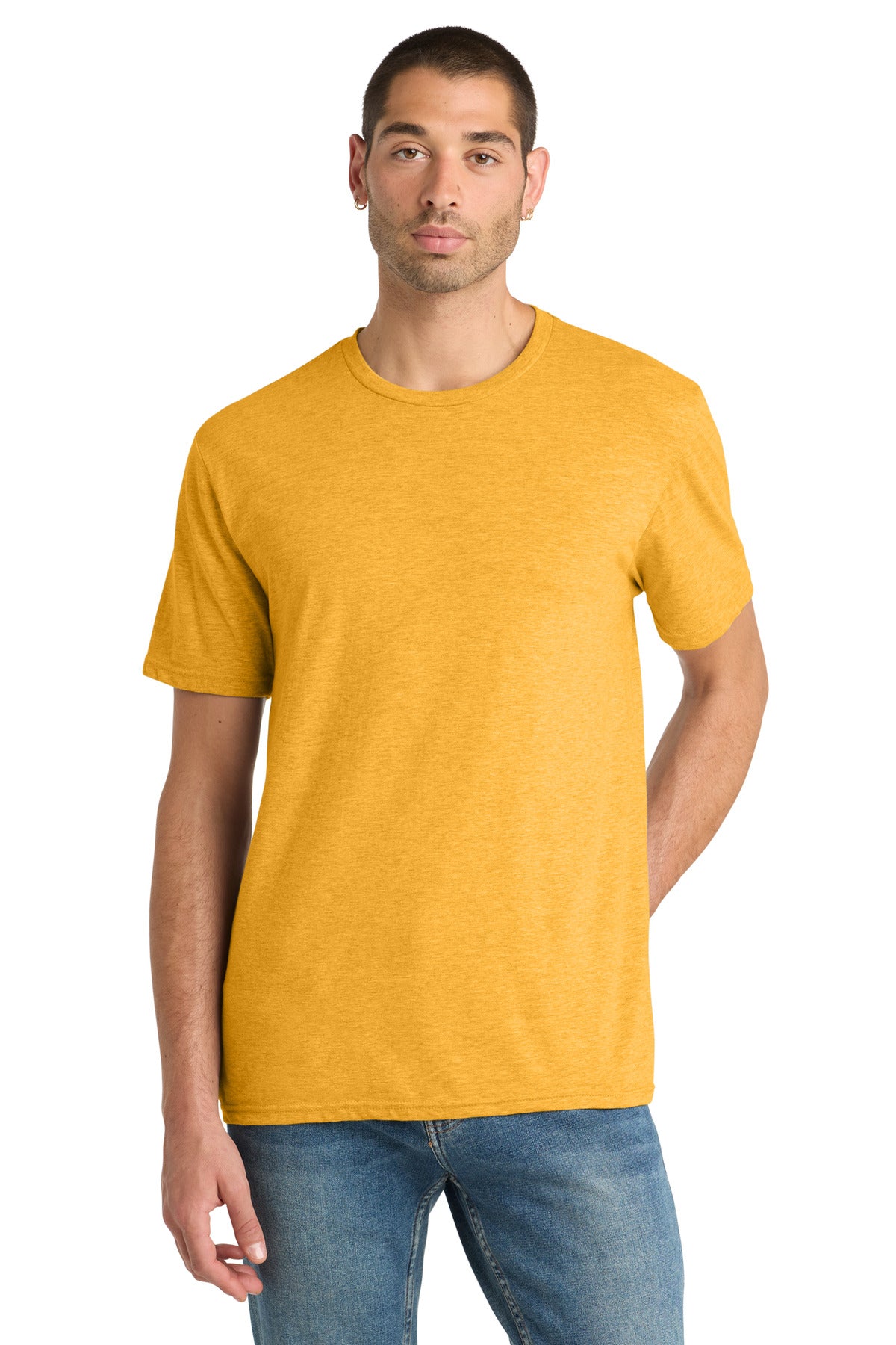 Front View of GoldHthr District Perfect Blend CVC Tee. DM108