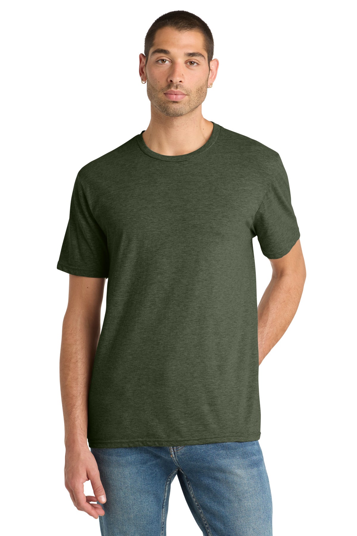 Front View of HtdForGrn District Perfect Blend CVC Tee. DM108