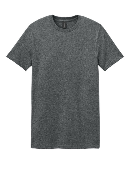 Front View of HtDkGrey Gildan Softstyle T-Shirt. 64000