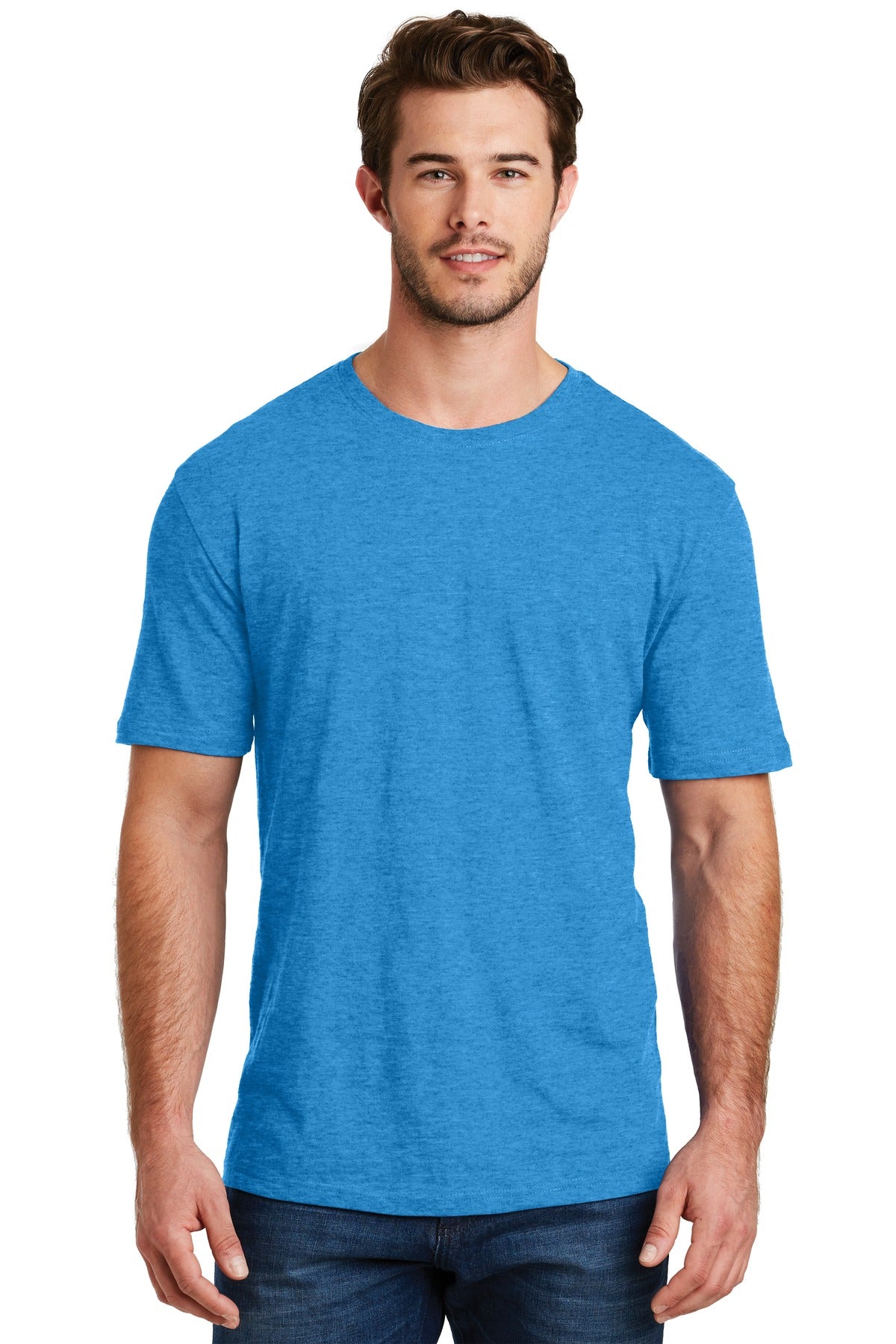 Front View of Hthr Brt Turqu District Perfect Blend CVC Tee. DM108