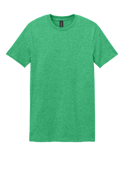 Front View of Hthr Irish Grn Gildan Softstyle T-Shirt. 64000