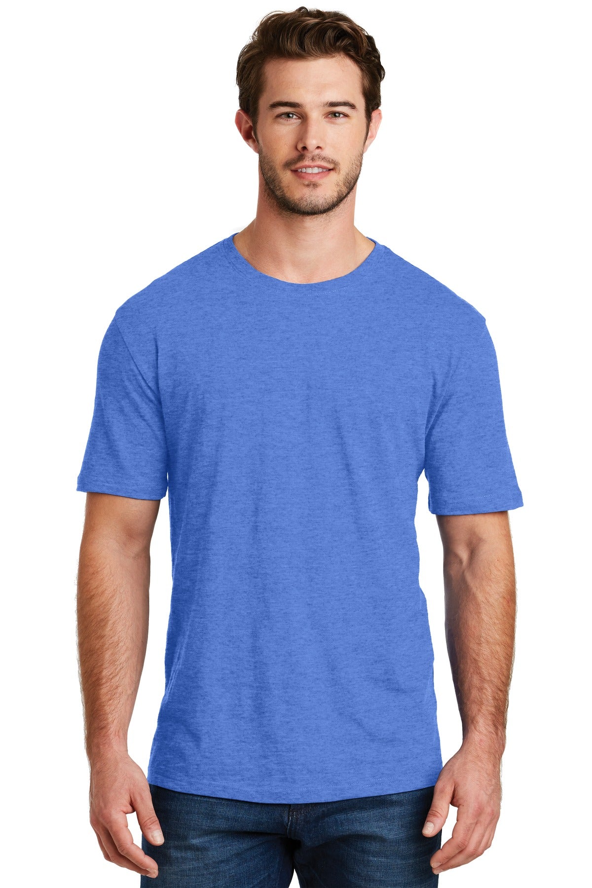 Front View of Hthr Royal District Perfect Blend CVC Tee. DM108
