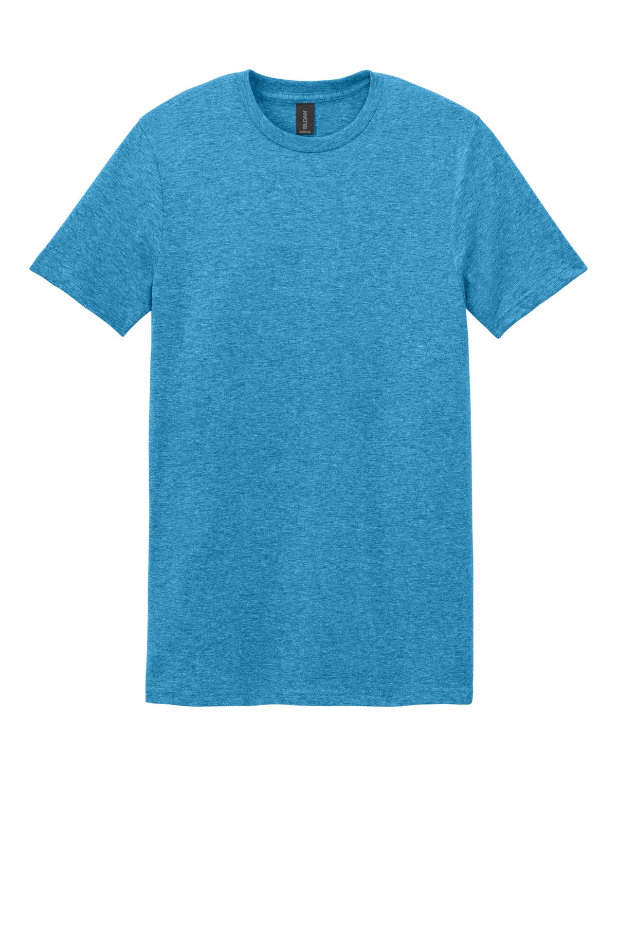 Front View of Hthr Sapphire Gildan Softstyle T-Shirt. 64000