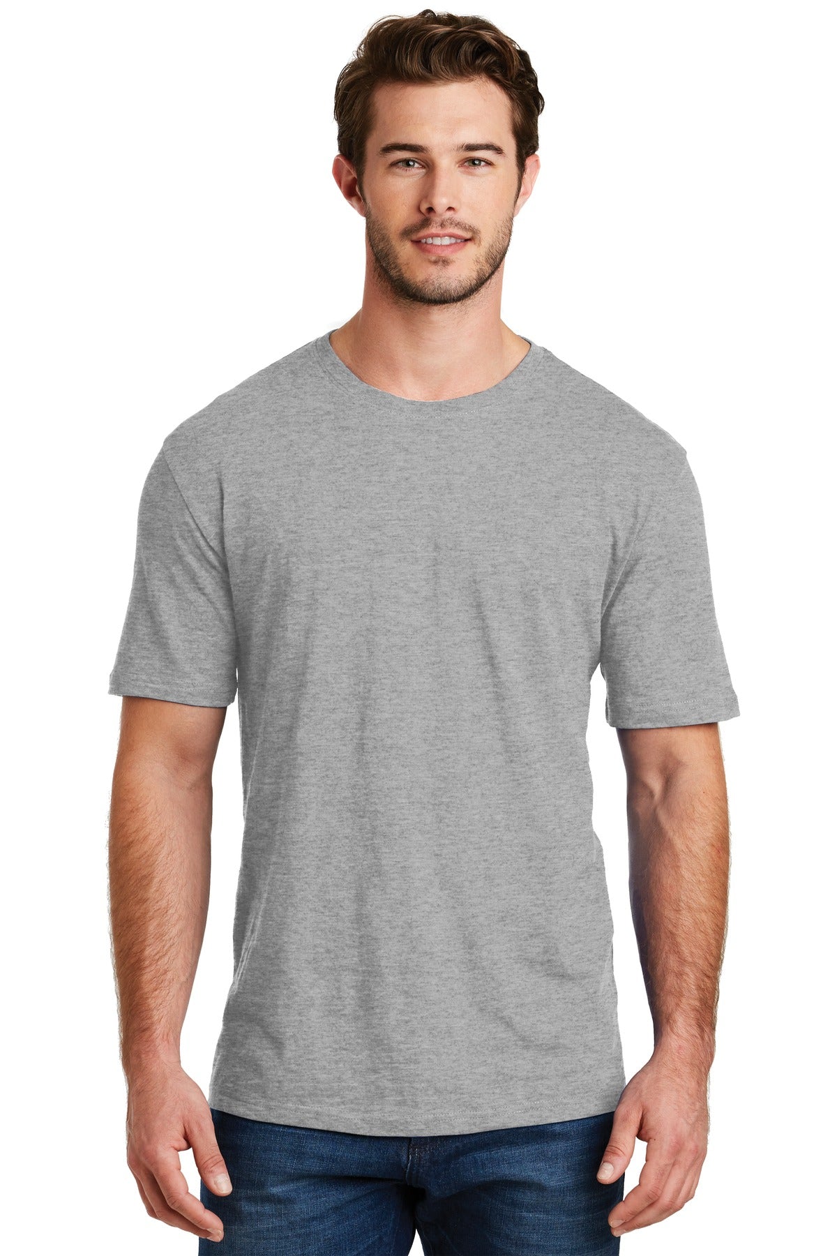 Front View of Lt Hthr Grey District Perfect Blend CVC Tee. DM108