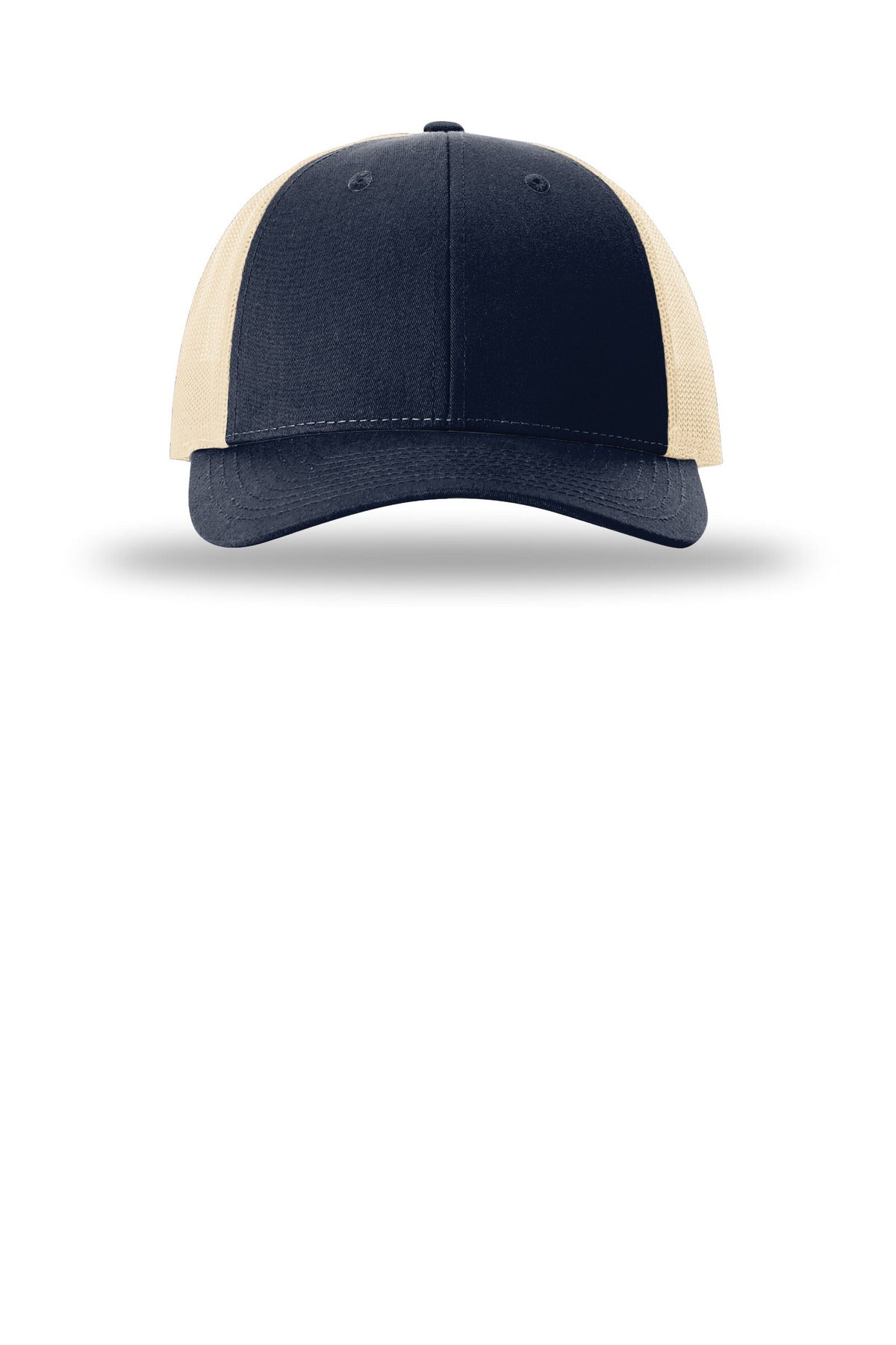 Front View of Navy/Khaki Richardson Low Pro Trucker 115
