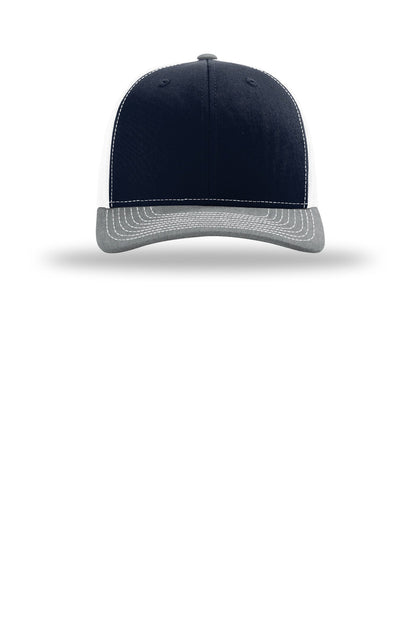 Front View of Nv/Wh/HtGy Richardson Trucker Cap 112