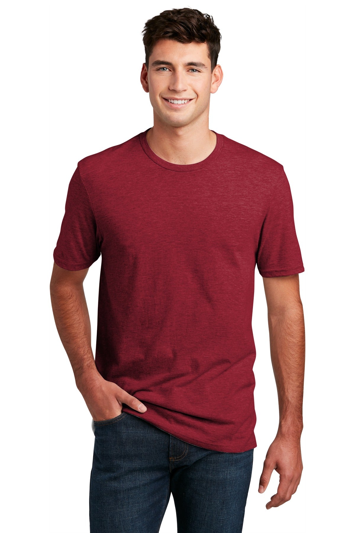 Front View of Red Fleck District Perfect Blend CVC Tee. DM108