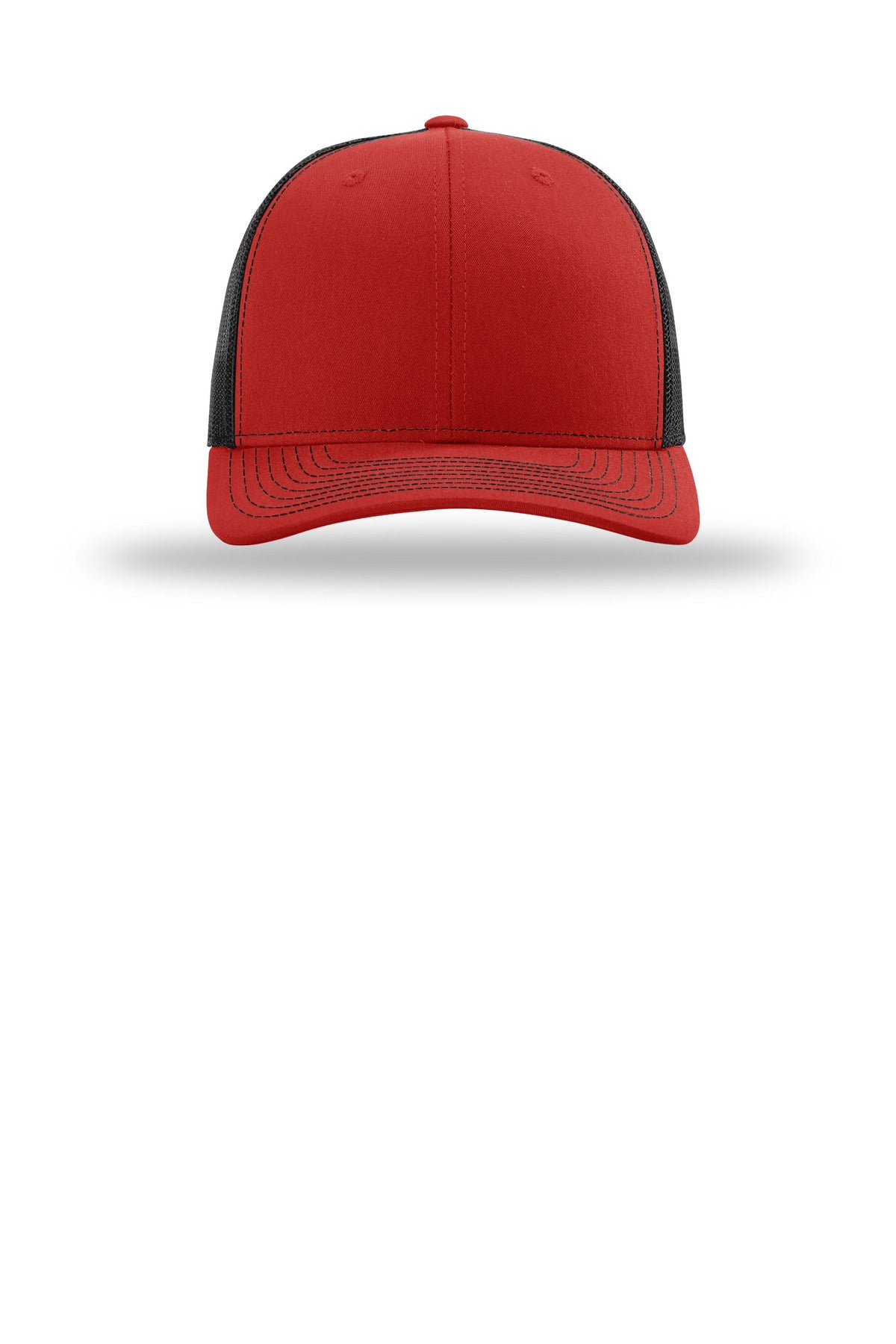 Front View of Red/Black Richardson Trucker Cap 112