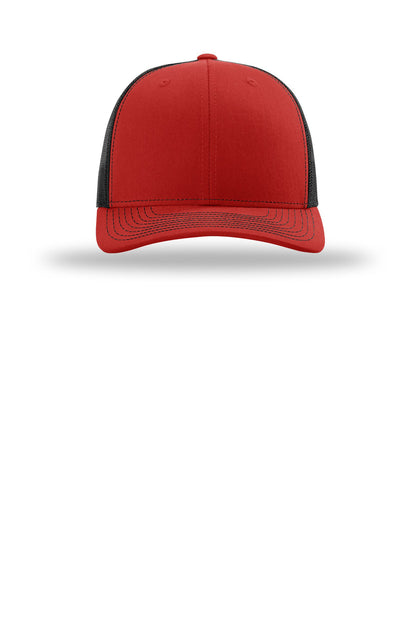 Front View of Red/Black Richardson Trucker Cap 112