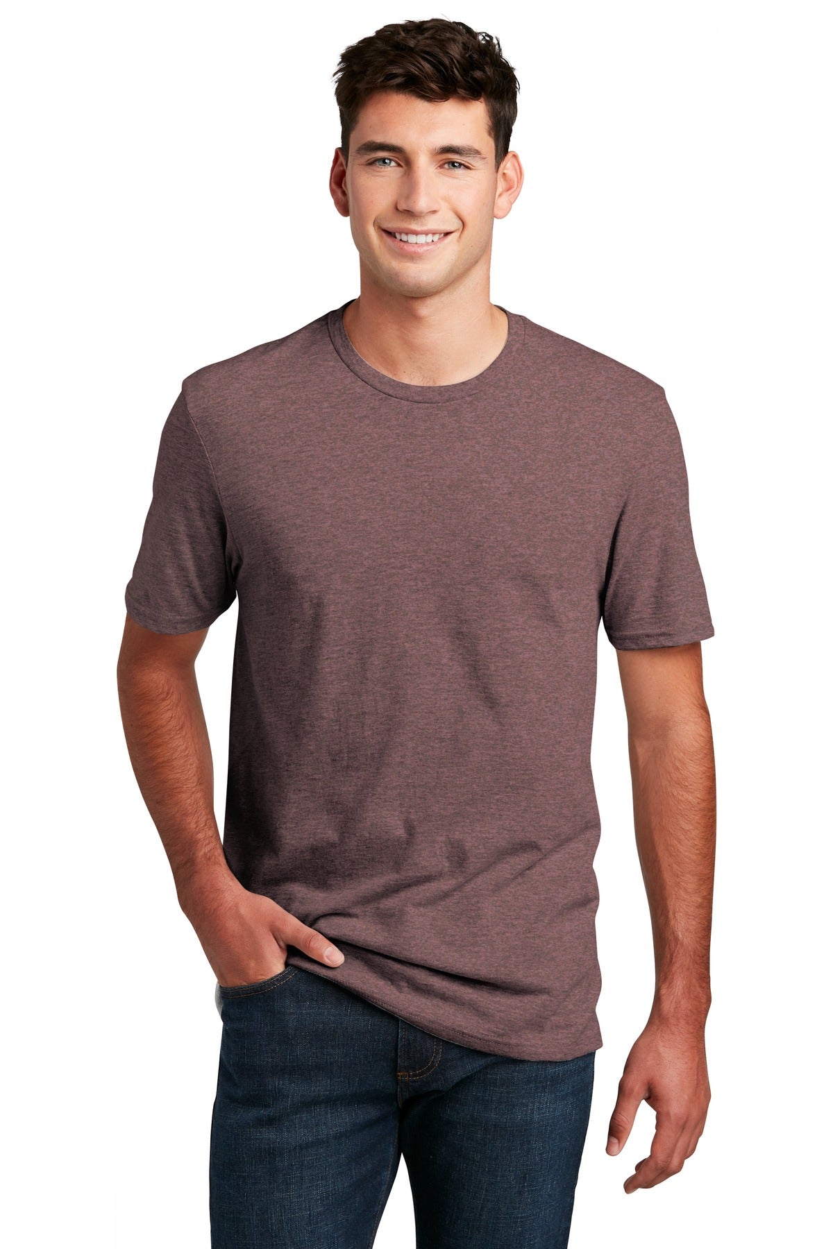 Front View of Rose Fleck District Perfect Blend CVC Tee. DM108