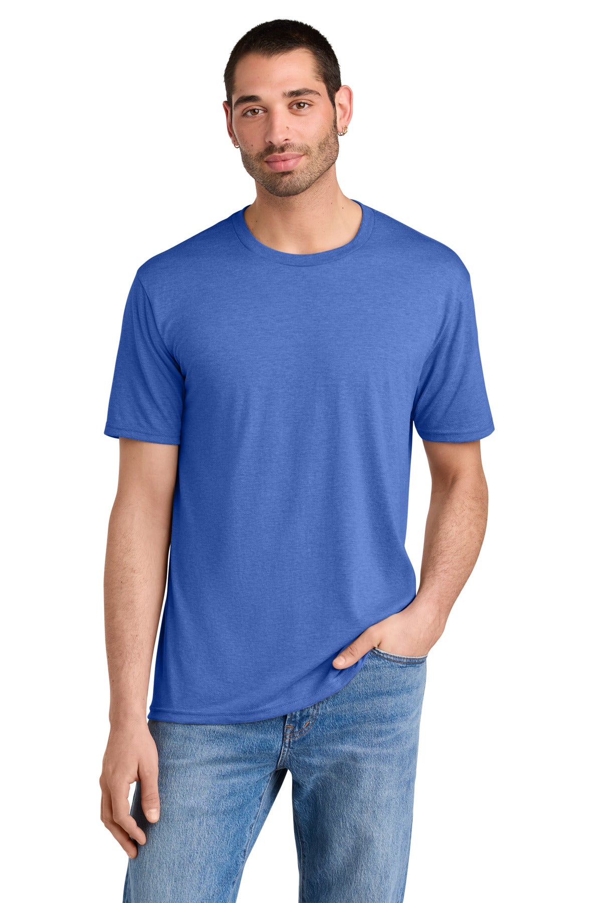 Front View of Royal Frost District Perfect Tri Tee. DM130