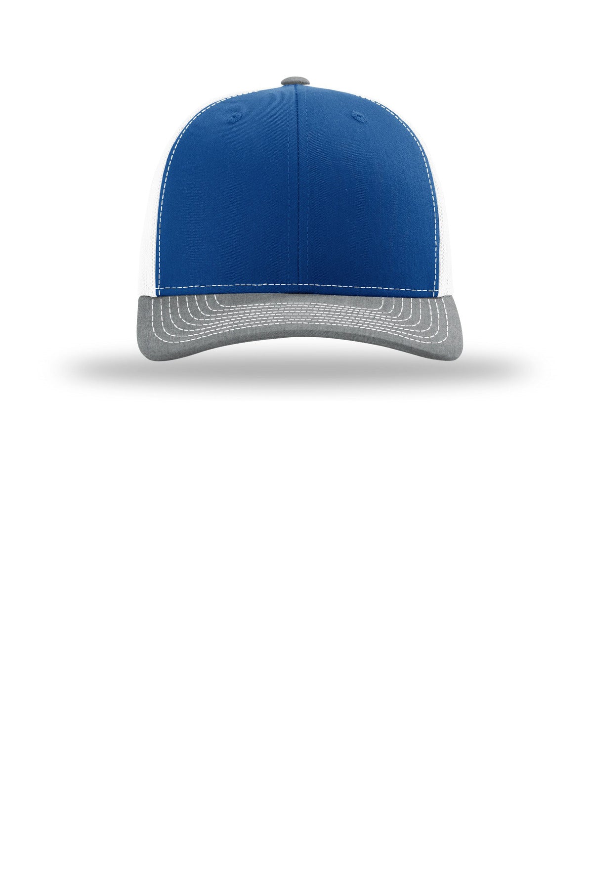 Front View of Ry/Wh/HtGy Richardson Trucker Cap 112