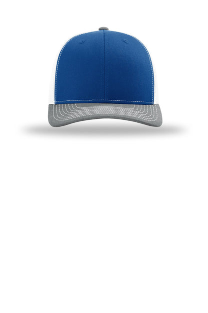 Front View of Ry/Wh/HtGy Richardson Trucker Cap 112