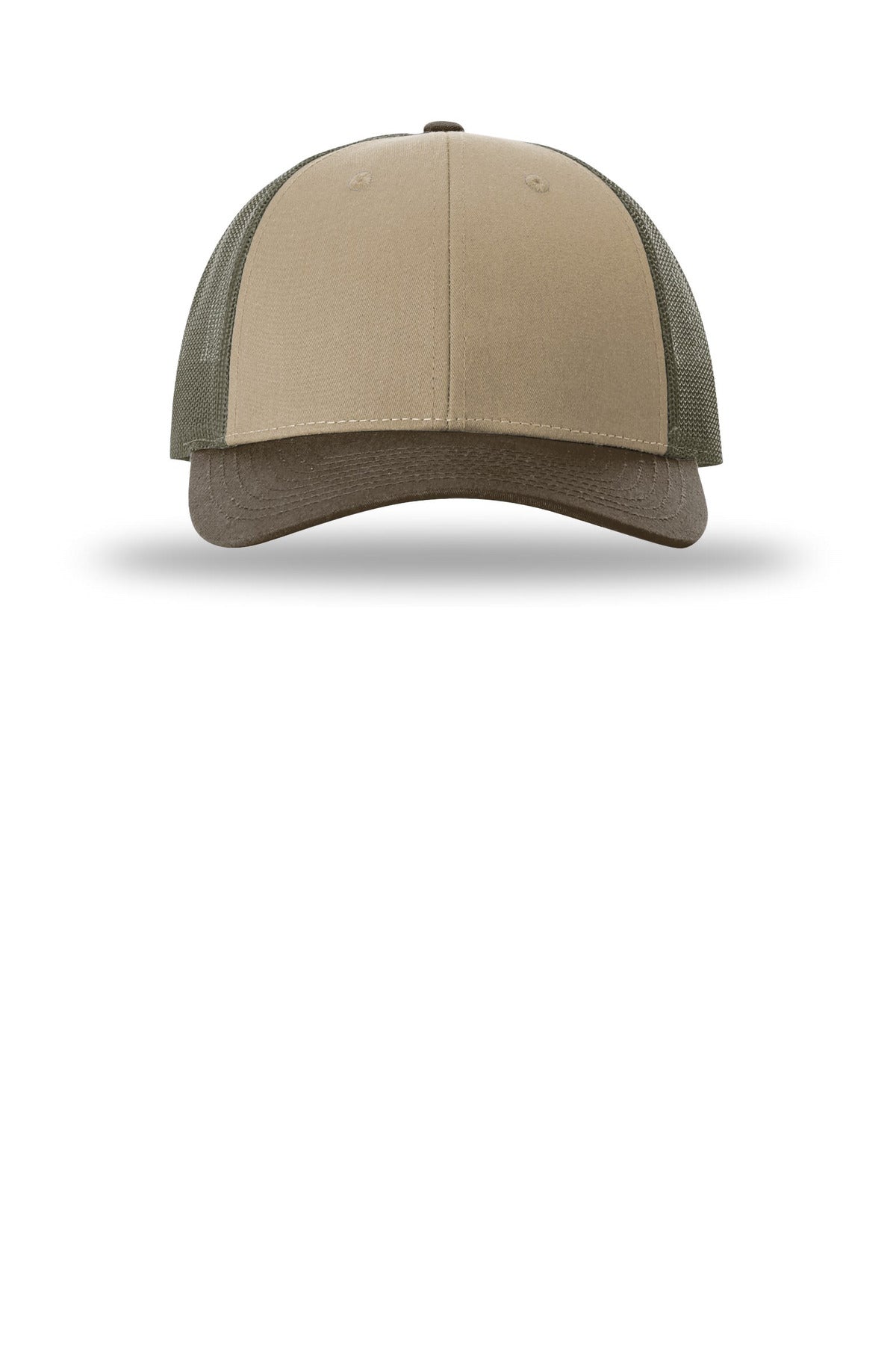 Front View of Tan/Ldn/Br Richardson Low Pro Trucker 115