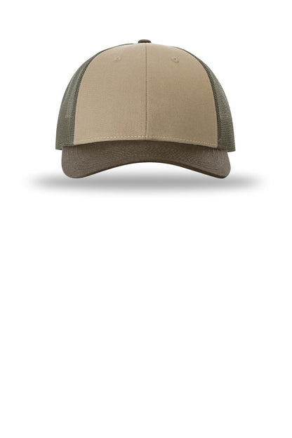 Front View of Tan/Ldn/Br Richardson Low Pro Trucker 115