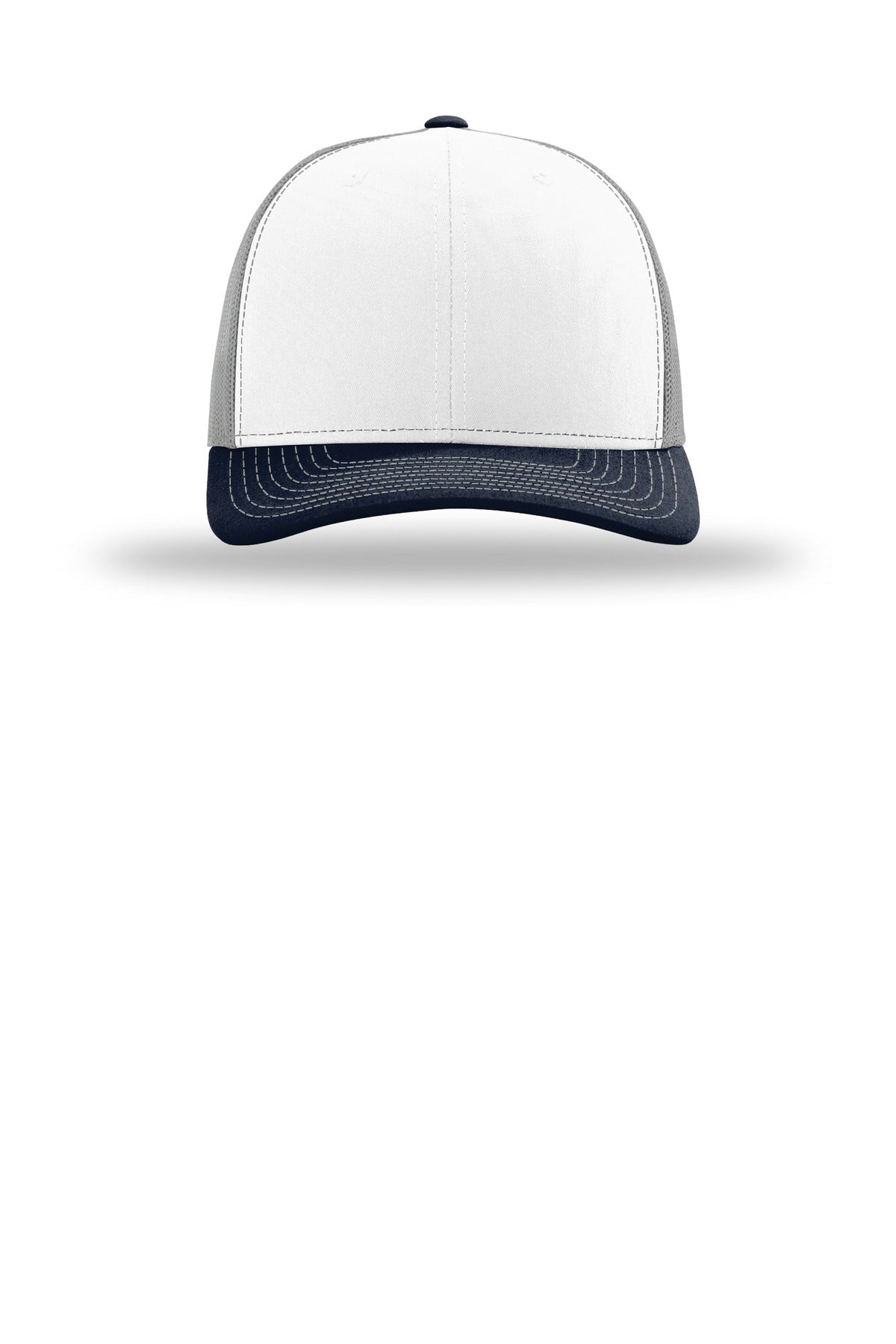 Front View of Wh/Alum/Nv Richardson Trucker Cap 112
