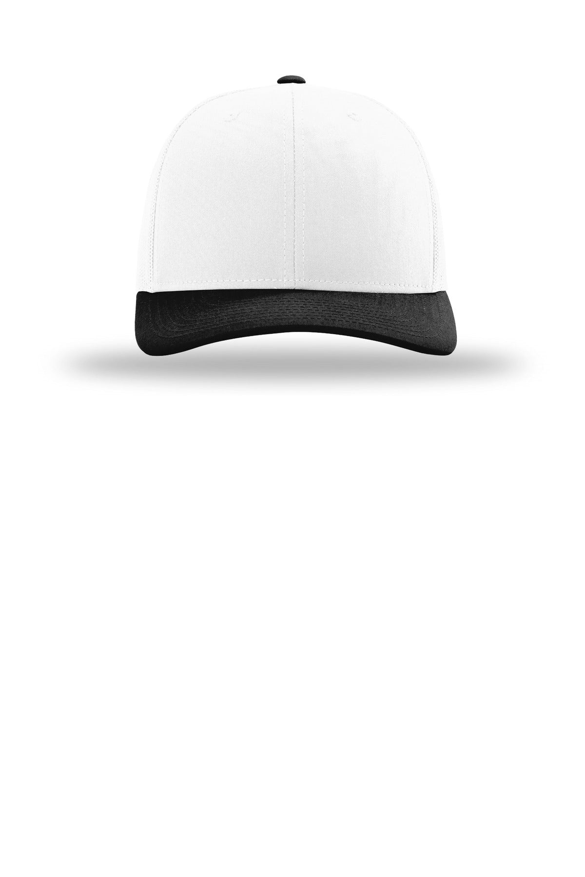 Front View of Wht/Wht/Bk Richardson Trucker Cap 112