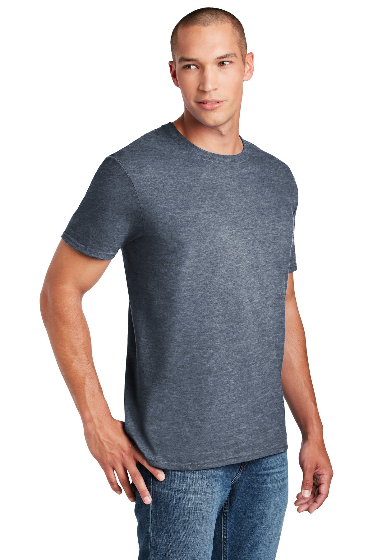 Heather Indigo Gildan Softstyle T-Shirt. 64000