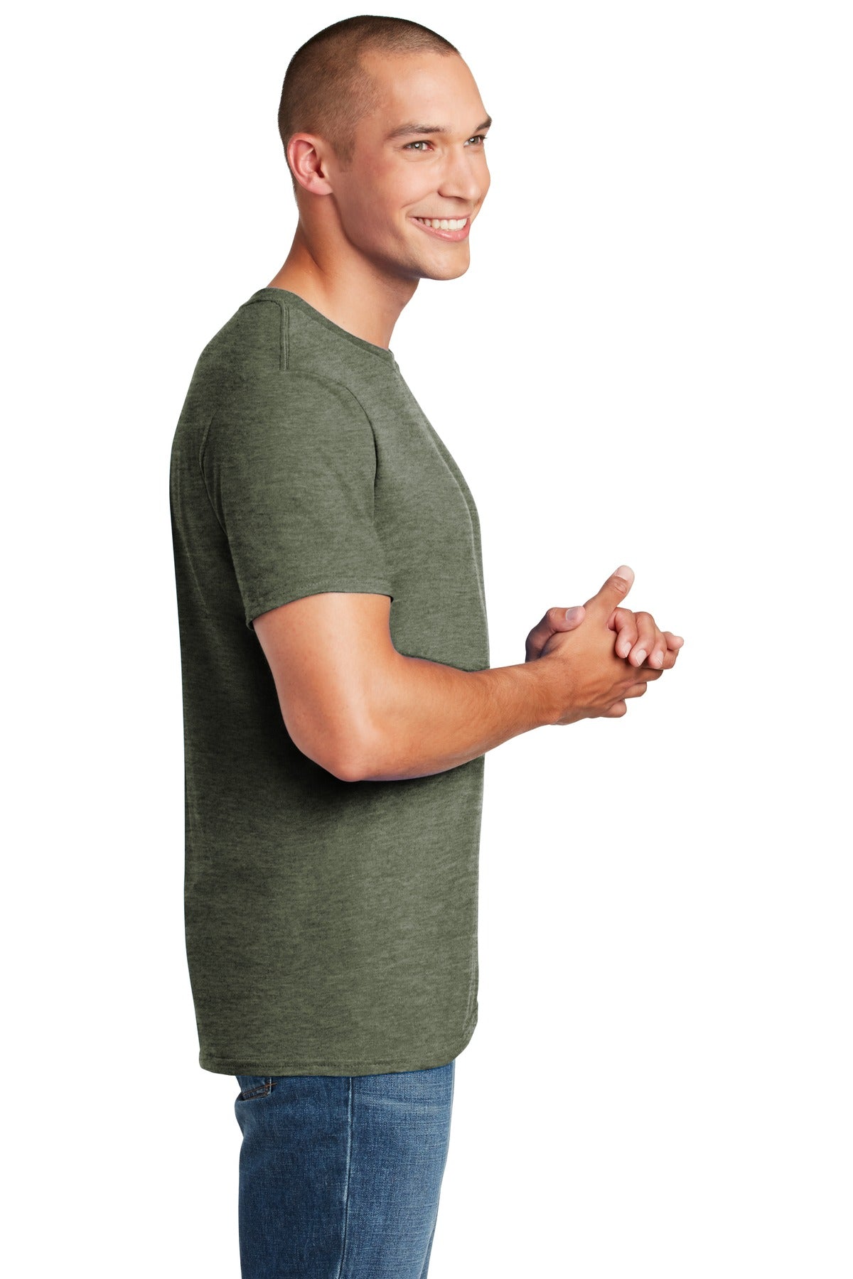 Hthr Mltry Grn Gildan Softstyle T-Shirt. 64000