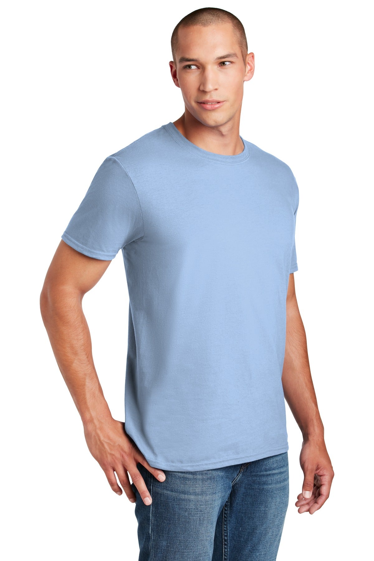Light Blue Gildan Softstyle T-Shirt. 64000