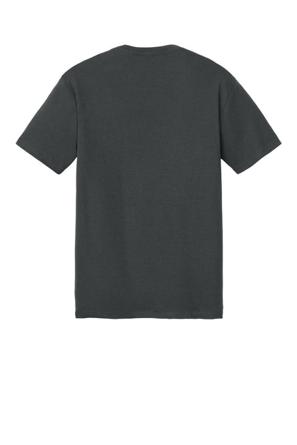 Rear View of Charcoal District Perfect Tri Tee. DM130