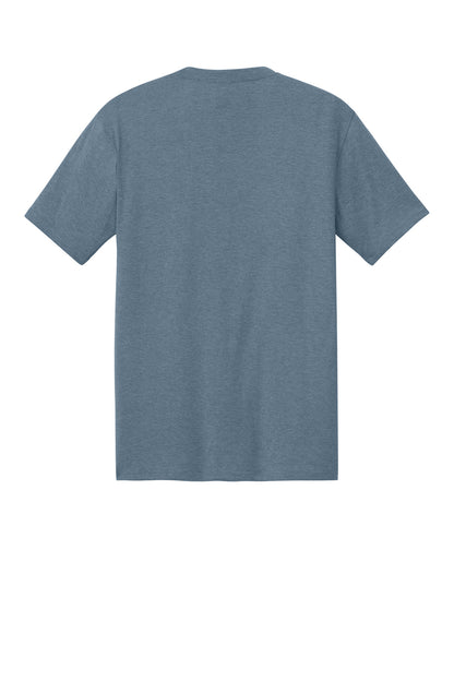 Rear View of FlntBluHtr District Perfect Tri Tee. DM130