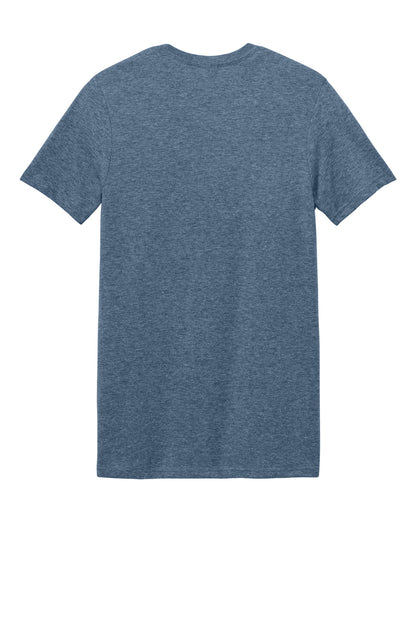 Rear View of Heather Indigo Gildan Softstyle T-Shirt. 64000