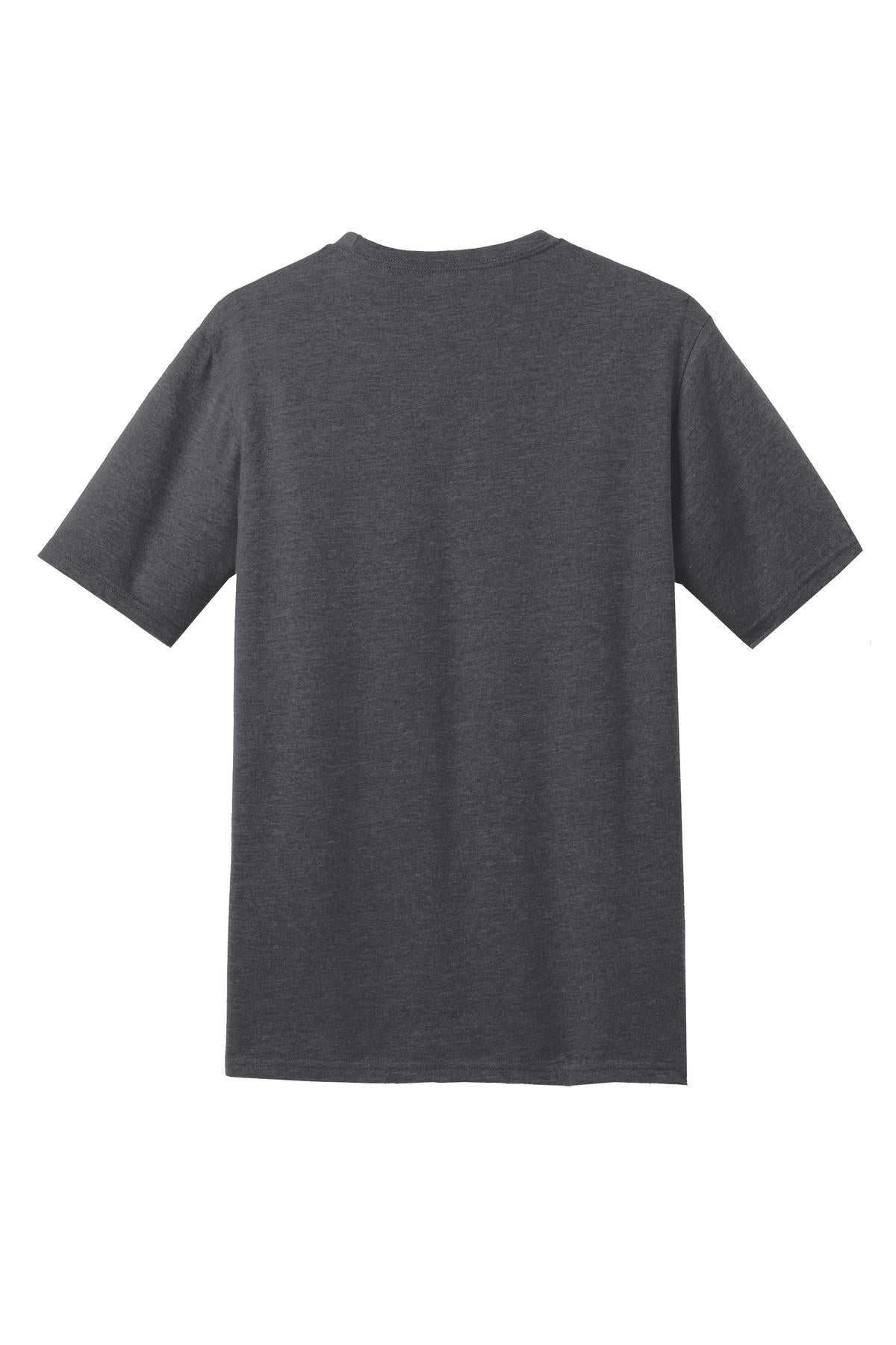 Rear View of Hthr Charcoal District Perfect Blend CVC Tee. DM108
