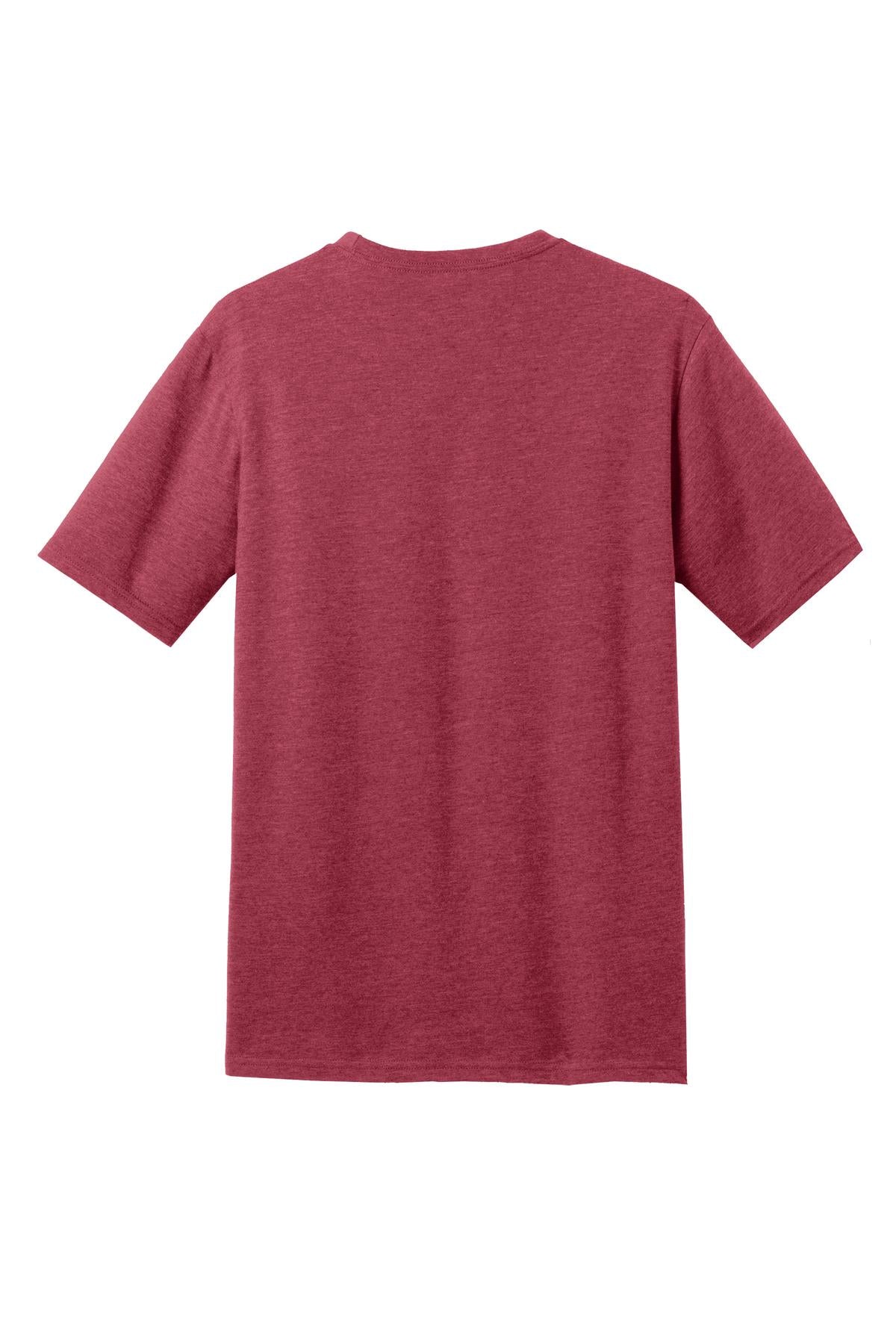 Rear View of Hthr Red District Perfect Blend CVC Tee. DM108