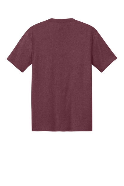 Rear View of Maroon Frost District Perfect Tri Tee. DM130