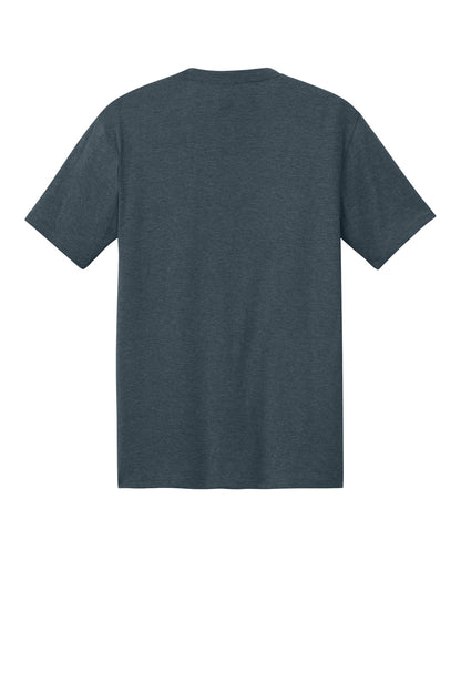 Rear View of Navy Frost District Perfect Tri Tee. DM130