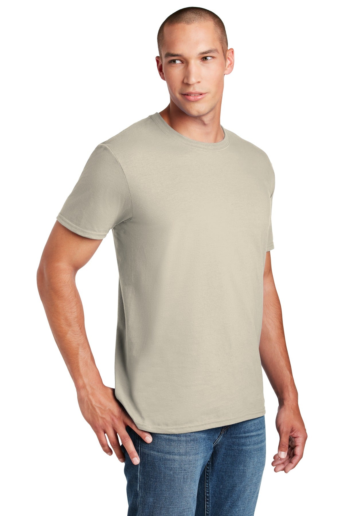 Sand Gildan Softstyle T-Shirt. 64000