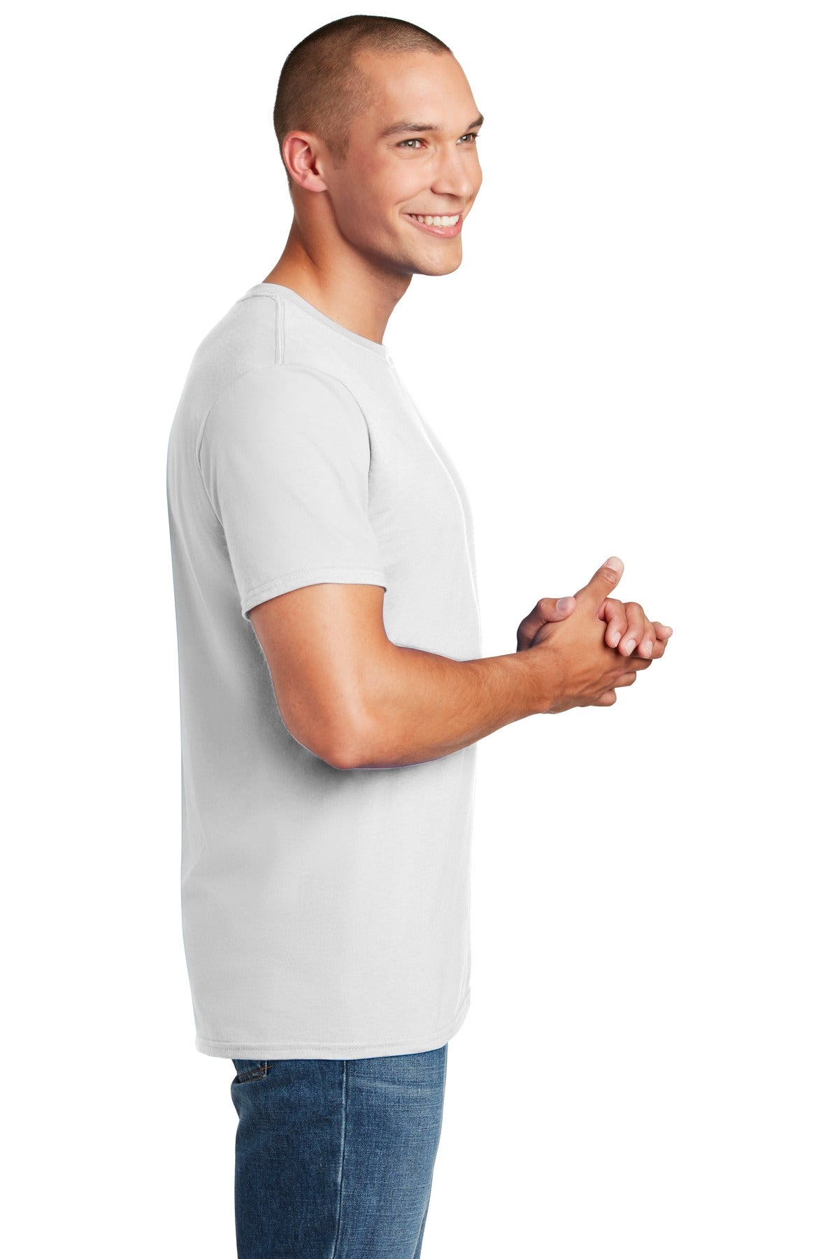 White Gildan Softstyle T-Shirt. 64000